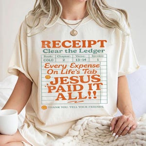 Jesus Paid It All Shirt, Retro Christian Shirt, Guest Check Tee, Jesus Shirts, Funny Jesus Lover Gift, Bible Verse Tee, Jesus Love You Shirt