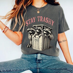 Retro Stay Trashy Shirt, Funny Graphic Tees, Funny Racoon Shirt, Meme Graphic Toddler T-Shirt, Raccoon Lover Gift,  Meme Graphic