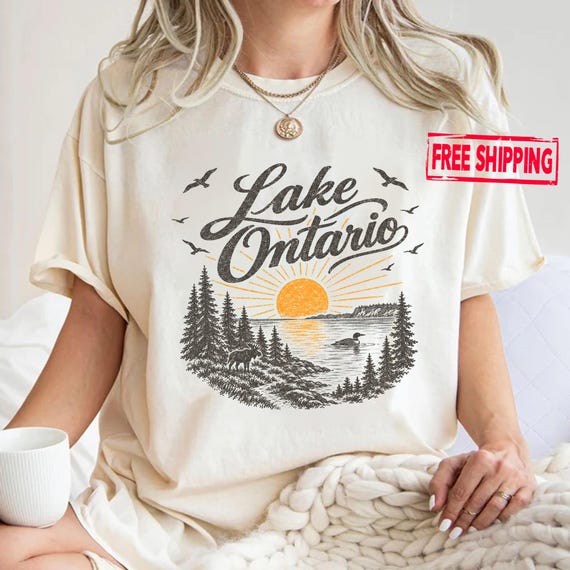 Lake Ontario Shirt, Vintage Lake Tee, Great Lakes Shirt, Lakeside Graphic Tee, Lake Lover Gift, Oversized Unisex T-shirt, Sweatshirt, Hoodie