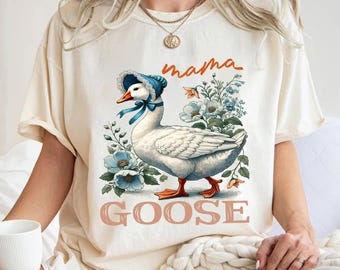 Floral Mama Goose Comfort Colors Shirt - Farm Animal Tee