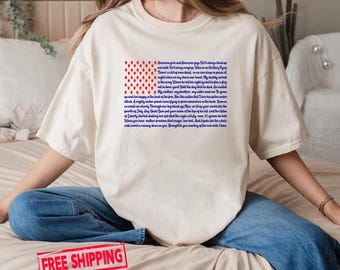 Custom Song Lyrics USA Flag Shirt, Personalized Patriotic T-Shirt, American Flag Tee, 4th of July Shirt, Independence Day Gift