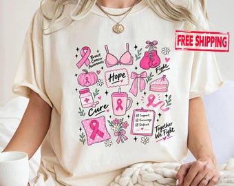 Breast Cancer Awareness Shirt, Pink Ribbon Doodle T-Shirt, Breast Cancer Support Tee, Survivor Gift, Family Support Shirt
