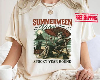 Summer Halloween T-Shirt: Spooky Skeleton, Gothic Vibes