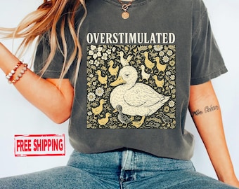 Overstimulated Mama Duck Shirt: Funny Farm Animal Graphic Tee