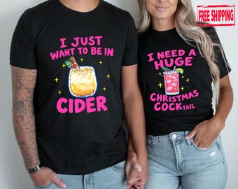 Funny Christmas Couple Shirts, Rude Holiday T-Shirt, Matching Xmas Pajamas, Adult Humor Graphic Tee, Honeymoon Gift