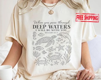 Christian Summer Tee: Deep Waters Bible Verse Shirt - Ocean Lover Gift