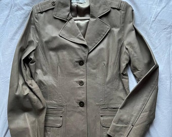 Milla vintage women's beige pigskin leather blazer / jacket size XL #193