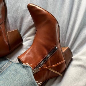 Moma roestbruine leren enkellaarsjes voor dames gemaakt in Italië EU 40/US 9,5 perfect voor de herfst #S150