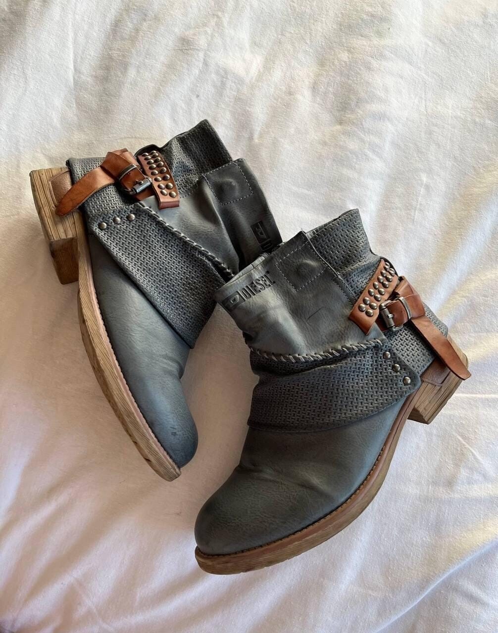 00s archive diesel leather boots y2k - メルカリ