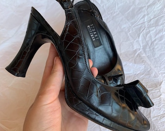Stuart Weitzman vintage black leather slingback sandals size EU 38./ US 8 #S044