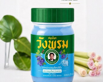 Wangprom Blue Herbal Balm Thai Balm Cooling Balm Menthol Balm Refreshing Herbal Balm Massage Balm Natural Thai Ointment 50g