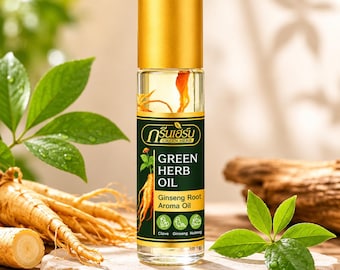 Olio alle erbe verdi con ginseng 8cc – Olio aromatico naturale, roll-on alle erbe, regalo, profumo rilassante per la casa e la cura di sé