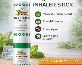 Tiger Balm Inhaler Stick | Herbal Aromatic Nasal Inhaler | Mint & Camphor Scent | Travel Pocket Stick | Thai Original