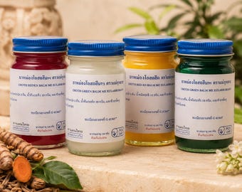 Balsamo Wat Pho Otsathip, balsamo tradizionale thailandese a base di erbe, disponibile in 4 colori.