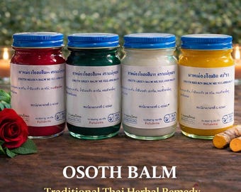 Balsam Wat Pho Otsathip – czerwony, biały, żółty, zielony – autentyczny ziołowy tajski balsam | Aromaterapia | Autentyczny z Tajlandii