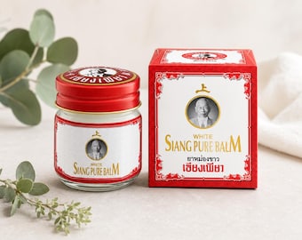 Siang Pure White Balm 12g Travel Size Thai Aromatic Menthol Balm, Cooling Scented Balm, Thailand Souvenir Gift for Travelers & Gifting