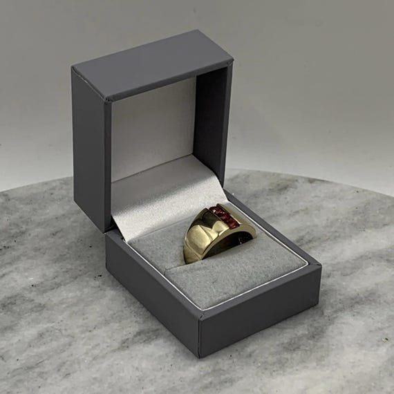 9ct Gold Ruby Ring Trilogy Channel Set Statement … - image 11