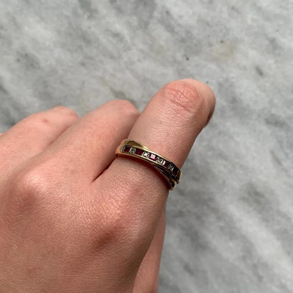 Ruby & Diamond Channel Set Crossover Ring 9ct 9k … - image 5