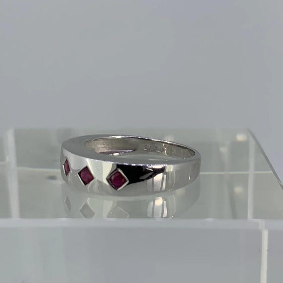 Ruby Five Stone Square Flush Set Ring 9ct 9K Whit… - image 7