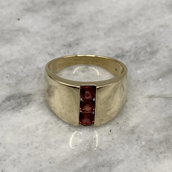 9ct Gold Ruby Ring Trilogy Channel Set Statement … - image 6