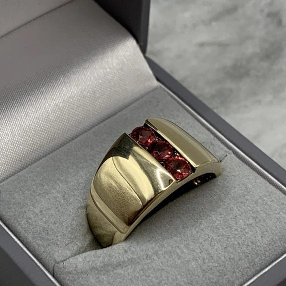 9ct Gold Ruby Ring Trilogy Channel Set Statement … - image 12