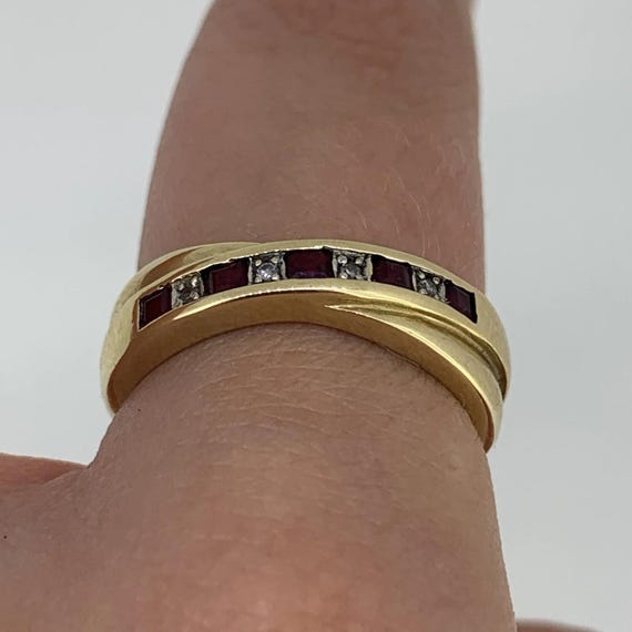 Ruby & Diamond Channel Set Crossover Ring 9ct 9k … - image 7