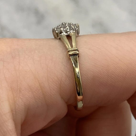 Diamond Cluster Split Shoulder Ring 9ct 375 Yello… - image 3