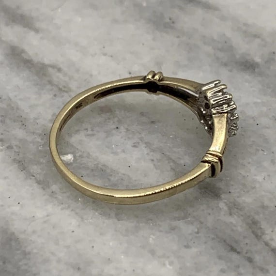 Diamond Cluster Split Shoulder Ring 9ct 375 Yello… - image 9