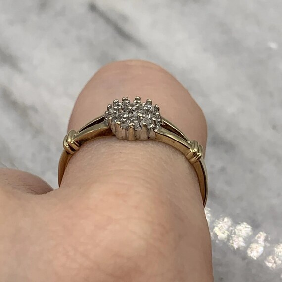 Diamond Cluster Split Shoulder Ring 9ct 375 Yello… - image 4