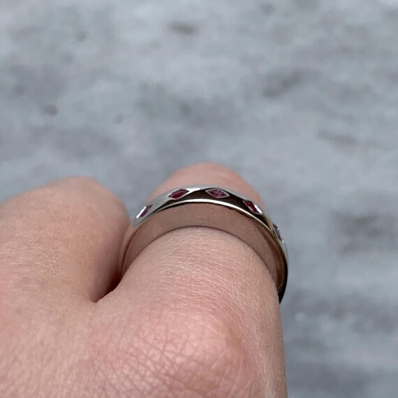 Ruby Five Stone Square Flush Set Ring 9ct 9K Whit… - image 4