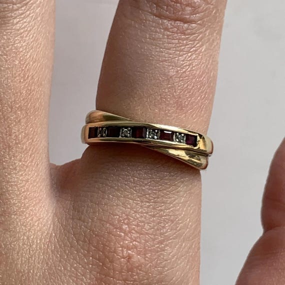 Ruby & Diamond Channel Set Crossover Ring 9ct 9k … - image 10