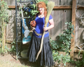 Ceremonial Witch's Broom in your choice of Natural, Black, Rust or Mixed Broomcorn - Magical Broomstick - Witch's Broom