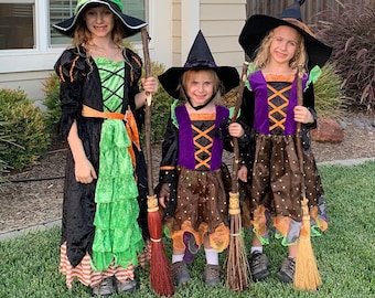Small Witch's Broom, Natural Broomcorn Besom, Kids Halloween Costume
