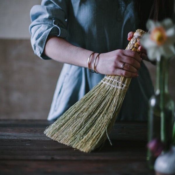 Whisk Broom in your choice of Natural, Black, Rust or Mixed Broomcorn - Traditional Shaker Style Hand Broom