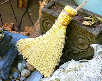 Traditional Shaker Syle Turkey Wing Broom in your choice of Natural, Black, Rust or Mixed Broomcorn - Hand Broom