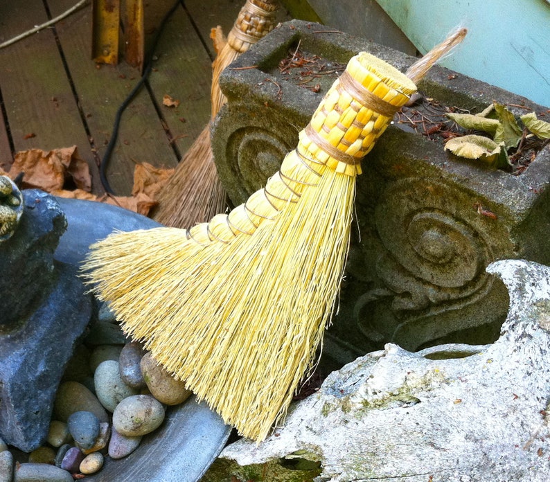 Turkey Wing Broom in your choice of Natural, Black, Rust or Mixed Broomcorn Hand Broom Traditional Shaker Style Broom image 1