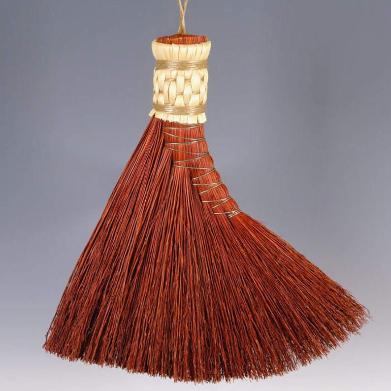 Turkey Wing Broom in your choice of Natural, Black, Rust or Mixed Broomcorn Hand Broom Traditional Shaker Style Broom image 8