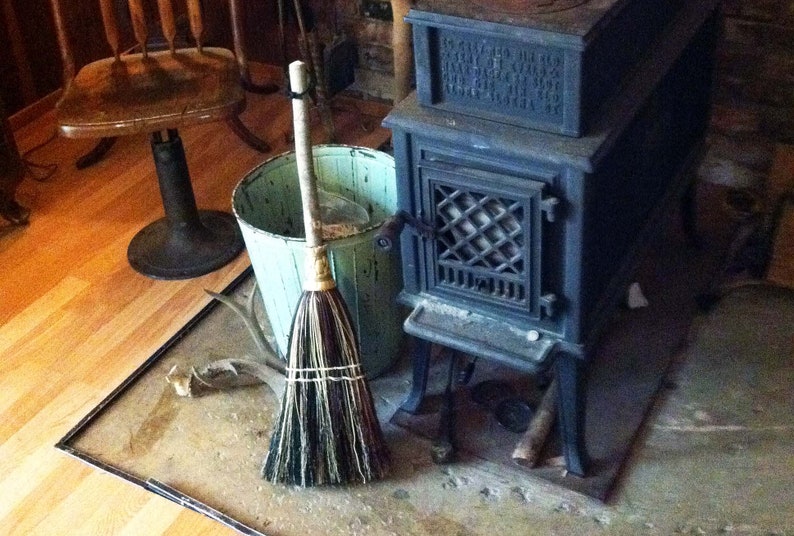 Fireplace Broom in your choice of Natural Hearth Broom Rust or Mixed Broomcorn Black