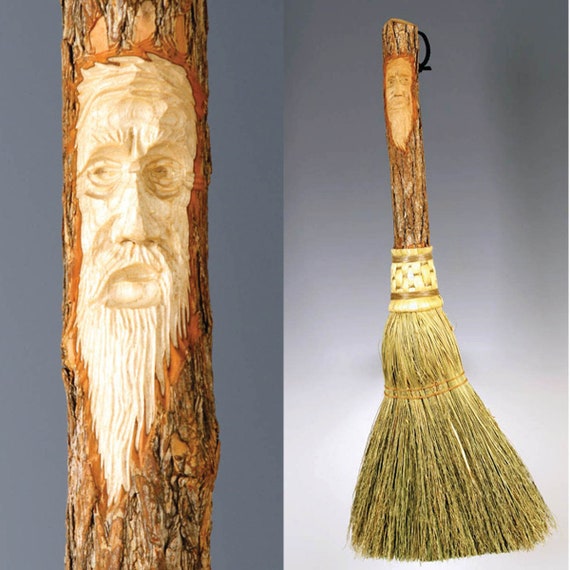 Fireplace Broom With Carving Hearth Broom With Tree Spirit Etsy