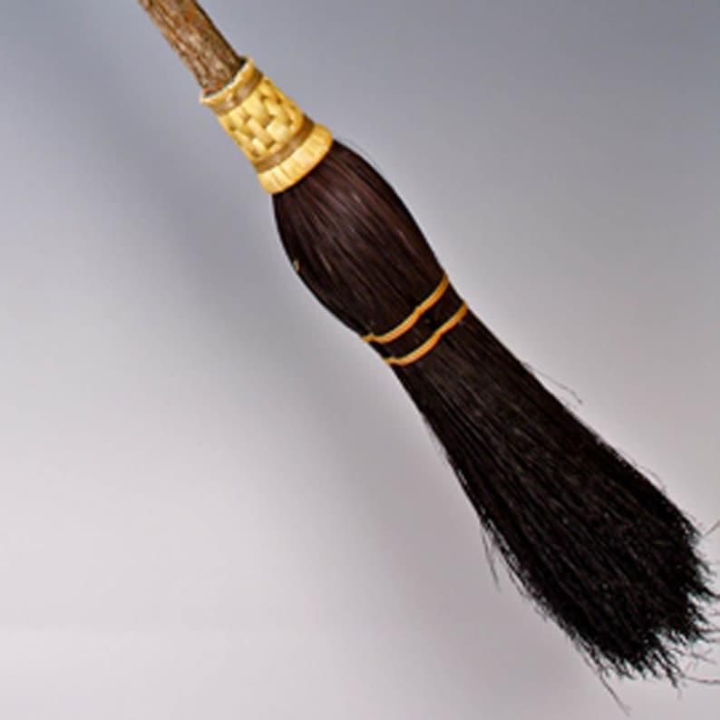 Miniature Witch's Besom Broom: Quaint Door Décor for Home Protection. Handmade besom fully functional, altar broom. Black