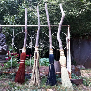 Adult Size Besom Broom for Witches Ceremonial Broomstick Witchy Aestetic Halloween Decor Magical Broomsticks for Witches Crooked Round Broom image 6