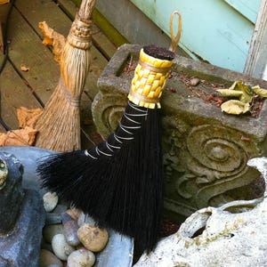 Turkey Wing Broom in your choice of Natural, Black, Rust or Mixed Broomcorn Hand Broom Traditional Shaker Style Broom image 4