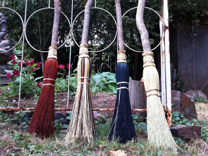 Adult Size Besom Broom for Witches Ceremonial Broomstick Witchy Aestetic Halloween Decor Magical Broomsticks for Witches Crooked Round Broom image 1