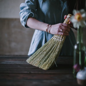 Functional and Durable Whisk Broom, Functional and Decorative Hand Broom, Your Choice of Natural/Black/Rust/Mixed, 14 Inches Tall image 5