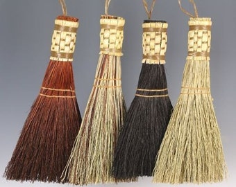 Functional and Durable Whisk Broom, Functional and Decorative Hand Broom, Your Choice of Natural/Black/Rust/Mixed, 14 Inches Tall