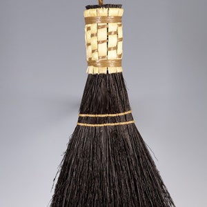 Functional and Durable Whisk Broom, Functional and Decorative Hand Broom, Your Choice of Natural/Black/Rust/Mixed, 14 Inches Tall Black