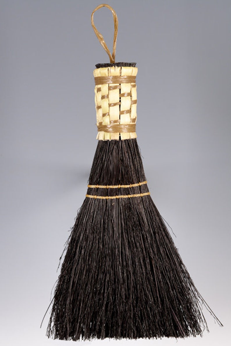 Functional and Durable Whisk Broom, Functional and Decorative Hand Broom, Your Choice of Natural/Black/Rust/Mixed, 14 Inches Tall Black