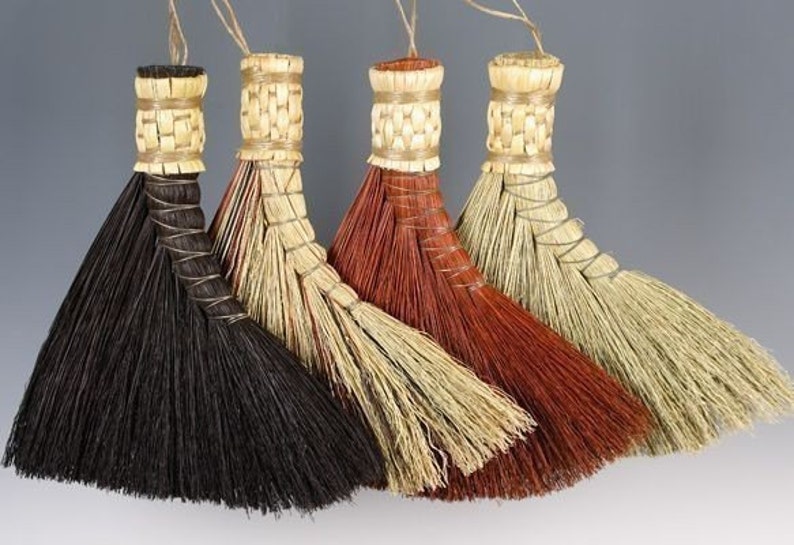 Turkey Wing Broom in your choice of Natural, Black, Rust or Mixed Broomcorn Hand Broom Traditional Shaker Style Broom image 2
