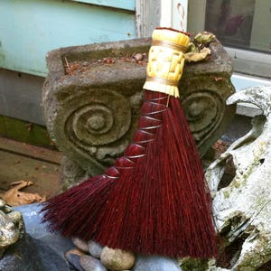 Turkey Wing Broom in your choice of Natural, Black, Rust or Mixed Broomcorn Hand Broom Traditional Shaker Style Broom image 3