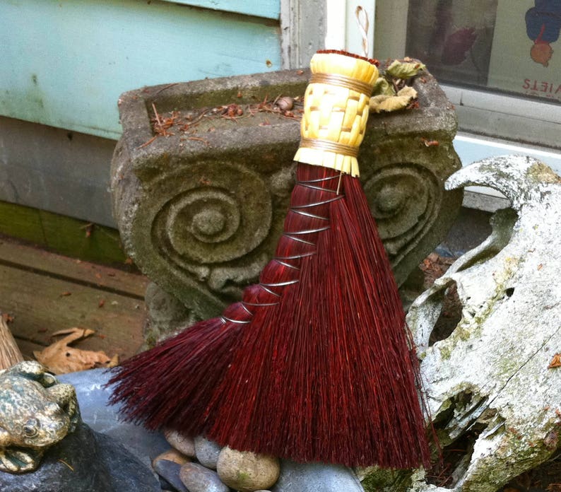 Turkey Wing Broom in your choice of Natural, Black, Rust or Mixed Broomcorn Hand Broom Traditional Shaker Style Broom image 3